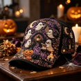 thumbnail image 1 of SAZBJOJN Baseball Cap for Women Men Pumpkin Witch Printed Trucker Hat Gothic Halloween Baseball Cap Fall Holiday Halloween Hats for Daily Wear Color Purple M, 1 of 3