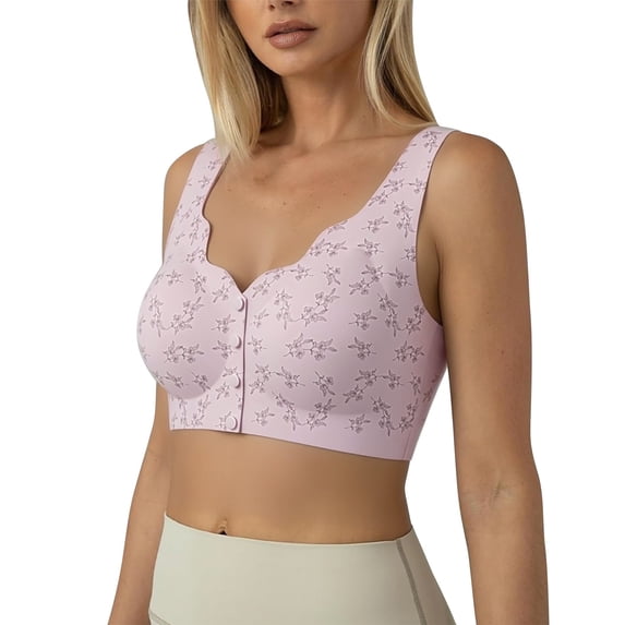 SAZBJOJN Bralettes for Women Soft Stretchy Daily Wear Push Up Bra Breathable Comfort Wireless Printed Bras for Women Light Support Full Coverage No Underwire Bra Size 36 Purple