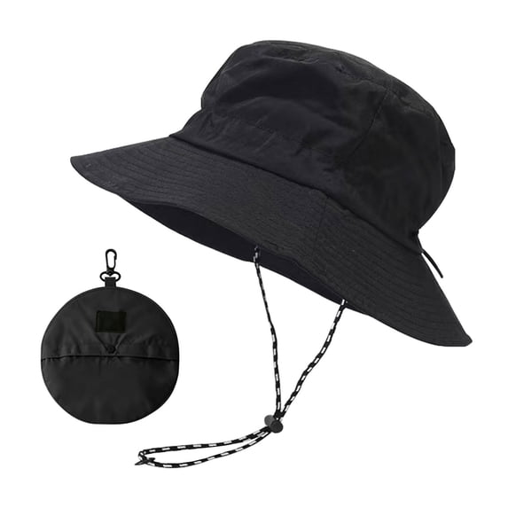 SAZBJOJN Bucket Hat for Men Women Foldable Waterproof Bucket Hat Lightweight Outdoor Sun Protection Wide Brim Fisherman Cap for Beach Travel Fishing Daily Wear Black
