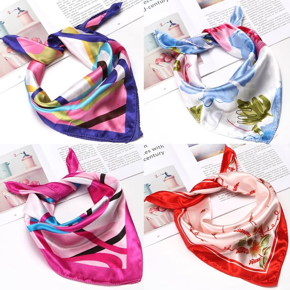 SAZBJOJN Business Neck Scarf Bandanas for Women Elegant Lightweight Office Bandana Colorful Printed Square Scarf for Working Daily Office Formal Outfits One Size Multicolor