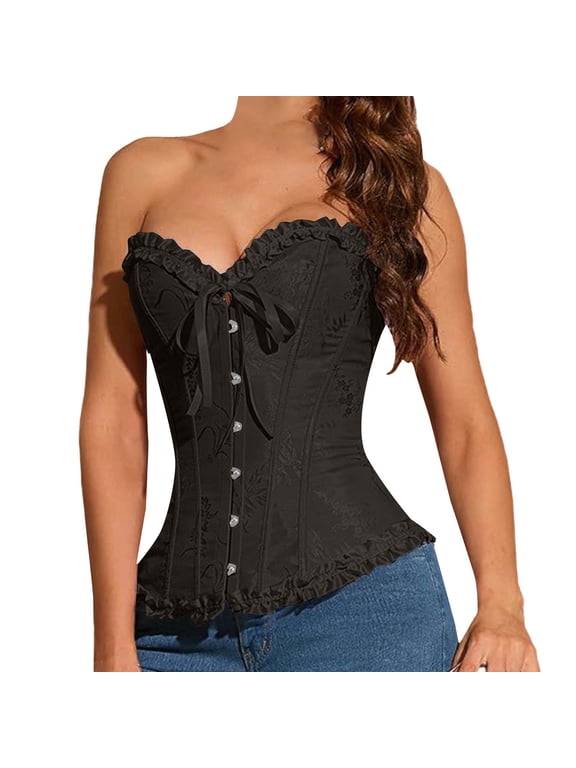 Corset Tops for Women Body Shaping Beauty Tummy Control Shapewear Women's Orchid And Chrysanthemum Bouquet Waist Tight Clothes Black M