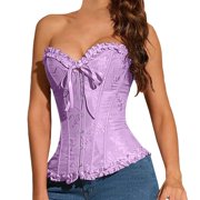 SAZBJOJN Corset Tops for Women Body Shaping Beauty Tummy Control Shapewear Women's Orchid And Chrysanthemum Bouquet Waist Tight Clothes Purple 2XL