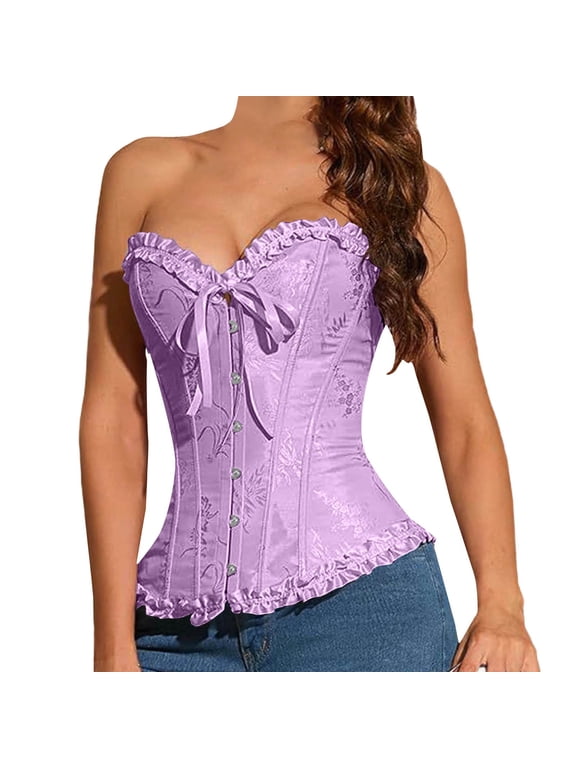Corset Tops for Women Body Shaping Beauty Tummy Control Shapewear Women's Orchid And Chrysanthemum Bouquet Waist Tight Clothes Purple L