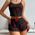 thumbnail image 1 of SAZBJOJN Cotton Pajamas for Women Set Heart Print Spaghetti Strap Tank Top & Shorts Pajamas Set Soft Thin Strap Tank Sleepwear Cute PJ Sets for Women Home Casual Nightwear Blue Size S, 1 of 4