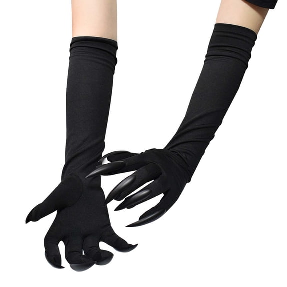 SAZBJOJN Halloween Gloves for Women Men Halloween Long Nails Ghost Gloves Adult Horror Monster Hand Gloves Halloween Party Dress Up Halloween Decorations One Size Black