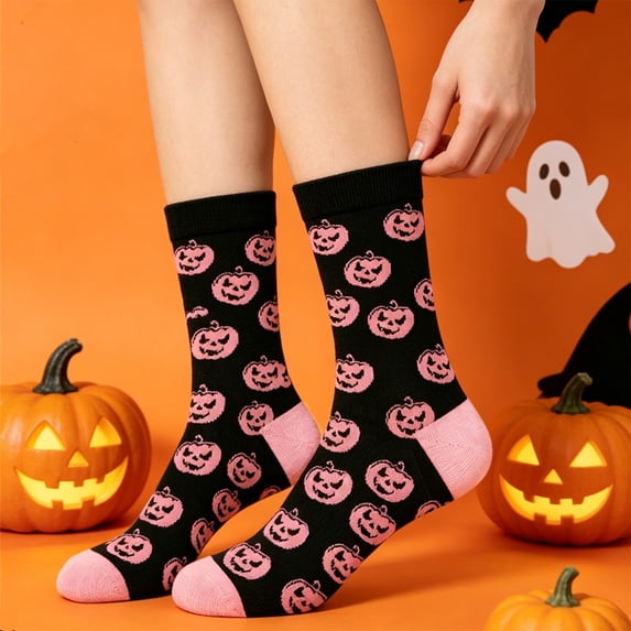 SAZBJOJN Halloween Socks for Women Men Fun Holiday Graphic Crew Socks Printed Mid Calf Socks Soft Stretch Novelty Cute Socks for Halloween Party Daily Wear One Size Gray