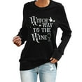 thumbnail image 1 of SAZBJOJN Long Sleeve Shirts for Women Witch Way to the Wine Letter Funny Halloween Print Crew Neck Pullover Tops for Women Wine Drinker Gift Halloween Shirts Size S Black, 1 of 3