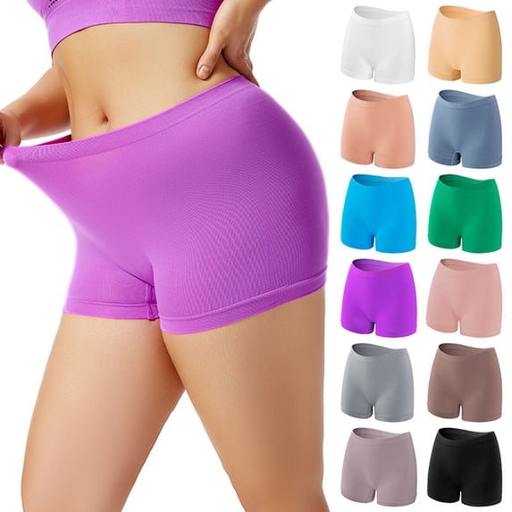 SAZBJOJN Shorts for Women Seamless Safety Full Coverage Shorts Stretch Shapewear Underwear Breathable Lightweight Solid Color Shorts Anti-Chafing Boyshorts Wearable Outside Pink M