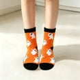 thumbnail image 1 of SAZBJOJN Socks for Women Men Halloween Cartoon Coral Fleece Mid Calf Socks Thick Warm Fuzzy Plush Slipper Socks for Indoor Sleep Halloween Party Home Wear One Size Orange, 1 of 4