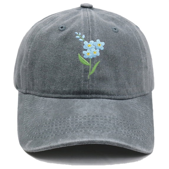 SAZBJOJN Sun Hats for Women Adjustable Curved Brim Duckbill Baseball Cap Cute Boho Flower Embroidered Baseball Cap UV Protection Sun Hats for Women One Size Grey