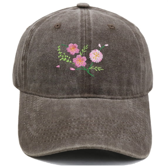 SAZBJOJN Sun Hats for Women Men Floral Embroidery Casual Adjustable Baseball Cap Breathable Outdoor Summer Sports Sun Hat for Beach, Hiking, Travel One Size Coffee