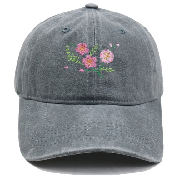 SAZBJOJN Sun Hats for Women Men Floral Embroidery Casual Adjustable Baseball Cap Breathable Outdoor Summer Sports Sun Hat for Beach, Hiking, Travel One Size Grey