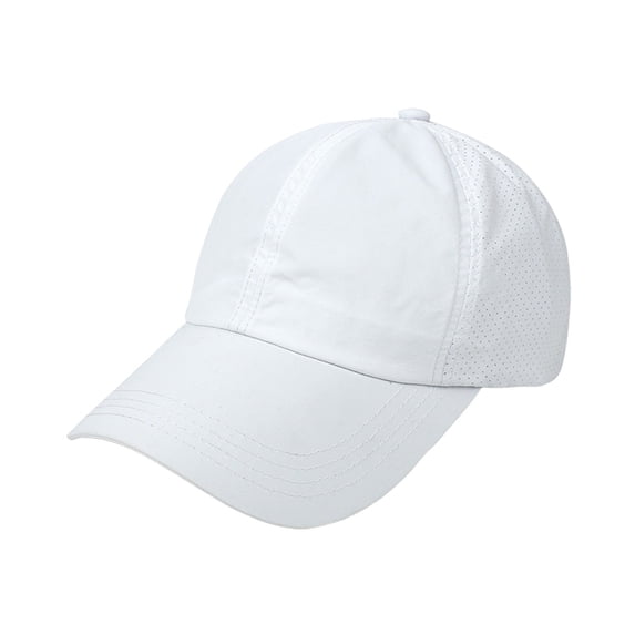 SAZBJOJN Sun Hats for Women Men Mesh Breathable Wide Curved Brim Sun Hat Adjustable High Ponytail Baseball Cap Quick Dry Running Outdoors Sports Caps One Size White
