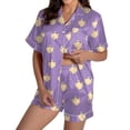 thumbnail image 1 of SAZBJOJN Women's Halloween Pajama Sets Collared Short Sleeve Top and Shorts Pumpkin Ghost Print 2 PC Loungewear Pajamas for Women Matching Home Sleep Night Beige L, 1 of 5
