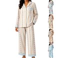 thumbnail image 1 of SAZBJOJN Womens Pajama Sets Button Down Shirts And Long Pants Cute Printed Pajama Set 2 Piece Lightweight Loungewear Pj Sets for Woman Home Wear Size L Multicolor, 1 of 5