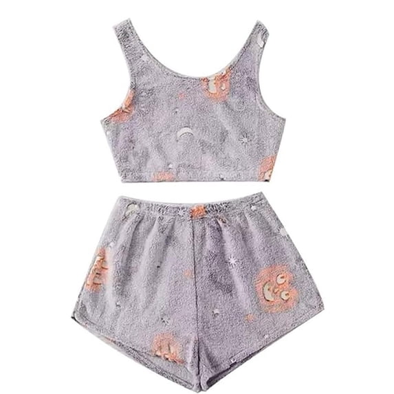 SAZBJOJN Womens Pajama Sets Halloween Glow In The Dark Pajama Set Flannel Cami Tank Top With Shorts Sleepwear Soft Pajamas for Women Set Halloween Size M Orange