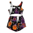 thumbnail image 1 of SAZBJOJN Womens Pajama Sets Halloween Glow In The Dark Pajama Set Flannel Cami Tank Top With Shorts Sleepwear Soft Pajamas for Women Set Halloween Size M Purple, 1 of 5