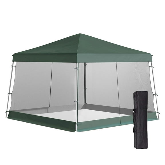 SAZYY 10'x10' Pop Up Tent with Mesh Sidewalls, Adjustable Height, Includes Carry Bag for Outdoor Garden & Patio Events
