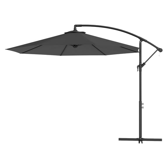 SAZYY 10ft Cantilever Offset Patio Umbrella with Tilt, UV & Water Resistant, Cross Base for Outdoor, Gray