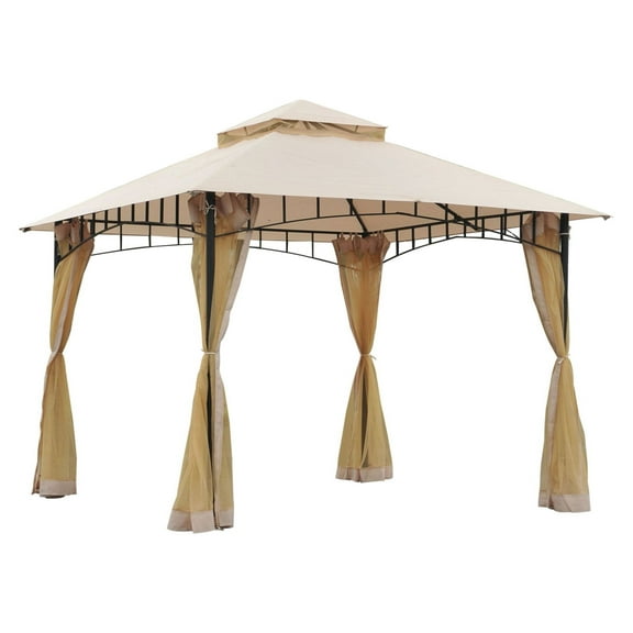 SAZYY 10x10 Canopy with Double Vented Roof & Zipper Mesh Sidewalls, Outdoor Party Tent with Carry Bag for Garden Patio Backyard