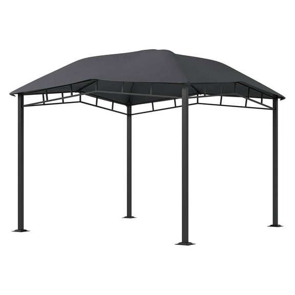 SAZYY 10x10 Soft Top Patio Gazebo with Geometric Roof, All-weather Steel Frame Outdoor Canopy for Garden Backyard, Gray