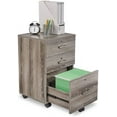 thumbnail image 1 of SAZYY  26"H 3 Drawer File Cabinet With Lock, Rolling Under Desk, Mobile for Home Office, Wood Printer Stand for Letter Size Filings, Assembly Required, Gray Oak, 1 of 9
