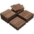 thumbnail image 1 of SAZYY 27-Piece Premium Fir Wood Outdoor Flooring for Garden Poolside & Indoor Spaces – Easy Install Non-Slip Weather-Resistant Modular Deck Tiles, Brown, 1 of 18