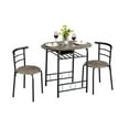 thumbnail image 1 of SAZYY 3-Piece Dining Room Table Set, Kitchen Table & Chair Sets for 2, Compact Table Set w/Steel Legs, Built-in Wine Rack for Breakfast Nook, Small Space, Apartment, Drift Brown, 1 of 3