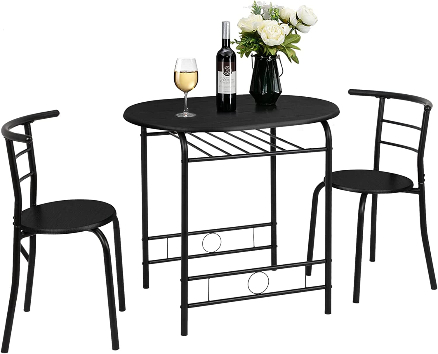 SAZYY 3 Piece Dining Set,Small Kitchen Table Set for 2,Breakfast Table ...
