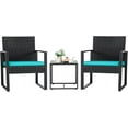 thumbnail image 1 of SAZYY 3 Pieces Patio Set Outdoor Wicker Furniture Sets Modern Rattan Chair Conversation Sets with Coffee Table for Yard and Bistro, Blue, 1 of 7