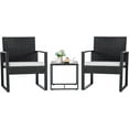 thumbnail image 1 of SAZYY 3 Pieces Patio Set Outdoor Wicker Furniture Sets Modern Rattan Chair Conversation Sets with Coffee Table for Yard and Bistro, White, 1 of 7