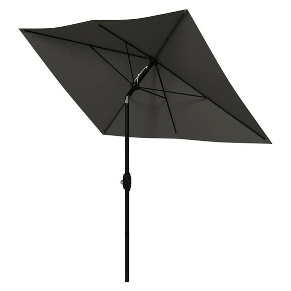 SAZYY 6.5x10ft Rectangular Patio Umbrella Dark Gray with Crank & Push Button Tilt, Outdoor Table Umbrella for Garden, Deck Shade