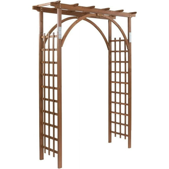 SAZYY 85in Wooden Arbor, Wedding Arch for Ceremony, Wood Trellis for Plant Climbing, Christmas Decor Pergola for Garden Backyard, Lawn, Brown