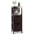 thumbnail image 1 of SAZYY Bathroom Storage Cabinet, Freestanding Wooden Side Storage Cabinet with 2 Adjustable Drawers, Space-Saving Floor Cabinet for Living Room Bathroom Bedroom Entryway, Espresso, 1 of 10