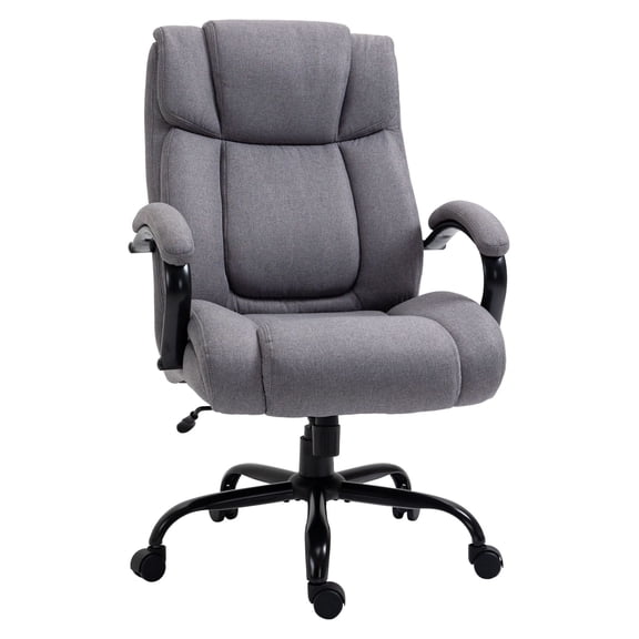 SAZYY Big and Tall Executive Office Chair 484lbs Capacity, Wide Seat Computer Desk Chair with Adjustable Height, Heavy Duty Manager Chair, Light Gray