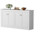 thumbnail image 1 of SAZYY Buffet Cabinet with Storage - Kitchen Storage Cabinet Wood Console Table Coffee Bar Accent Cabinets for Living Room Dining Room Entryway, 12.8"D x 57.5"W x 29.9"H White, 1 of 11