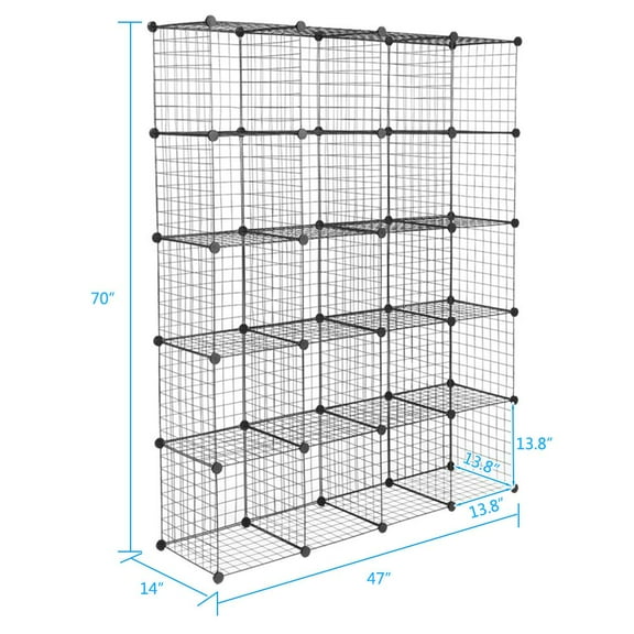 SAZYY Cube Storage, Organizer Metal Grids Storage, Storage Bins Shelving, Modular Bookshelf Shelf, DIY Closet Cabinet Ideal for Bedroom, Office,20 Cubes