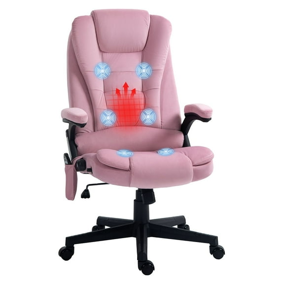 SAZYY Executive Heated Massage Office Chair, 6 Vibrating Points Massage Office Chair, Ergonomic Desk Chair for Managers, Pink