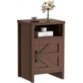 thumbnail image 1 of SAZYY Farmhouse Nightstand, Modern Bedside Table with Barn Door and Shelf, Rustic End Table Side Table for Bedroom, Living Room ,Brown1, 1 of 8