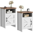 thumbnail image 1 of SAZYY Farmhouse Nightstand, Modern Bedside Table with Barn Door and Shelf, Rustic End Table Side Table for Bedroom, Living Room ,White2, 1 of 8
