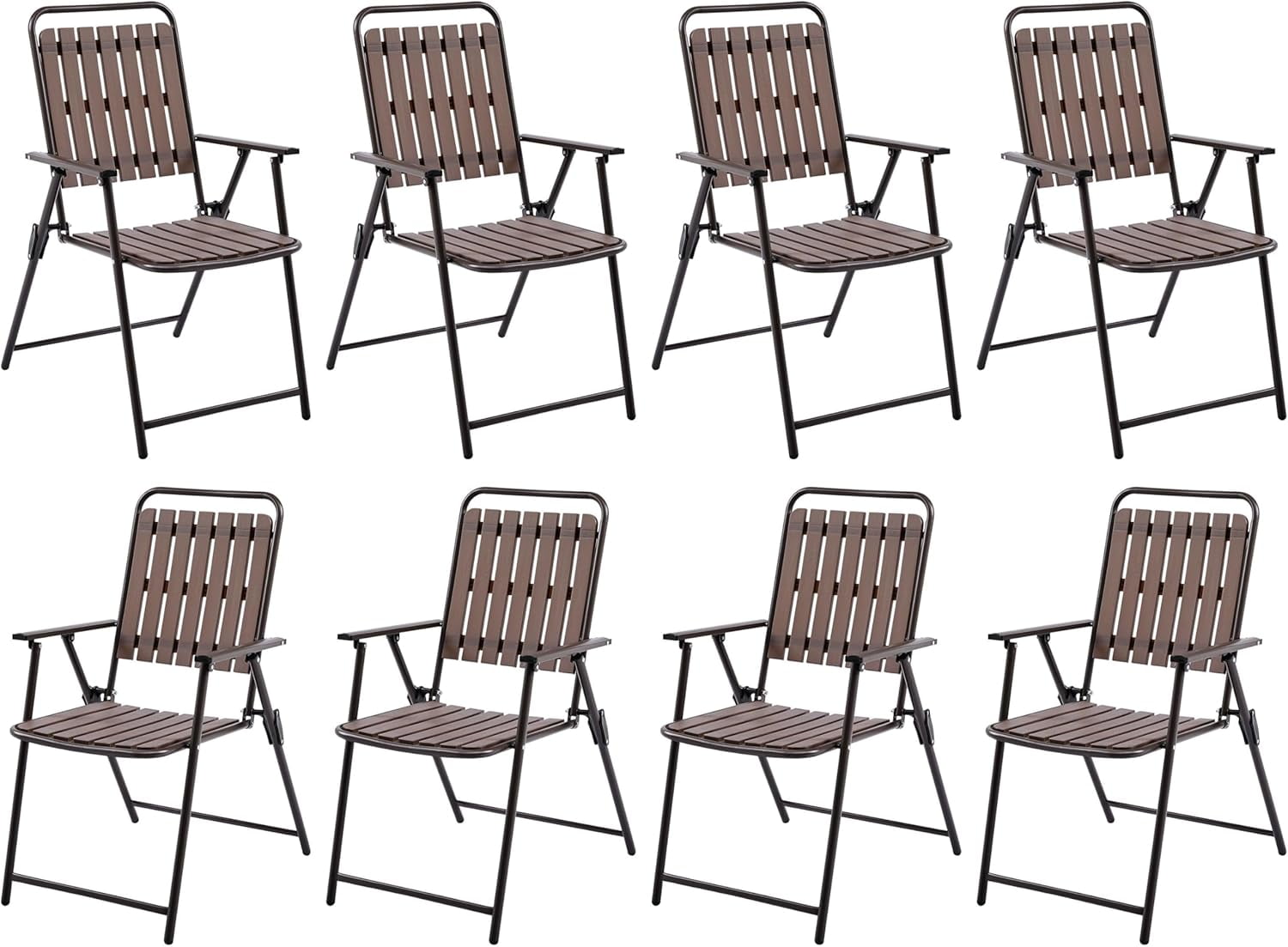 SAZYY Folding Patio Chair, Outdoor Dining Chair with Armrests, Plastic ...