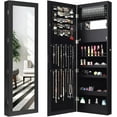 thumbnail image 1 of SAZYY LED Jewelry Cabinet Wall Mounted Door Hanging, Lockable Jewelry Armoire with 47.2'' Full Length Mirror, Foldable Makeup Tray, Lipstick Brush Holders, Jewelry Storage Organizer, 1 of 9