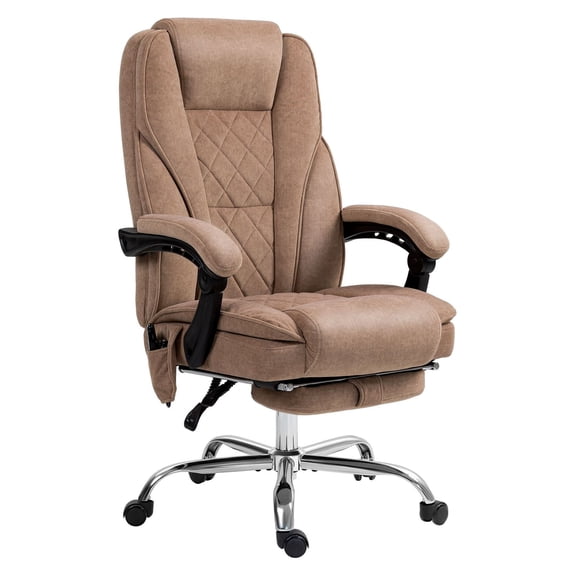 SAZYY Massage Office Chair with Heat & Vibration, Reclining Computer Chair with Adjustable Height & Footrest, Ergonomic Desk Chair for Professionals, Brown