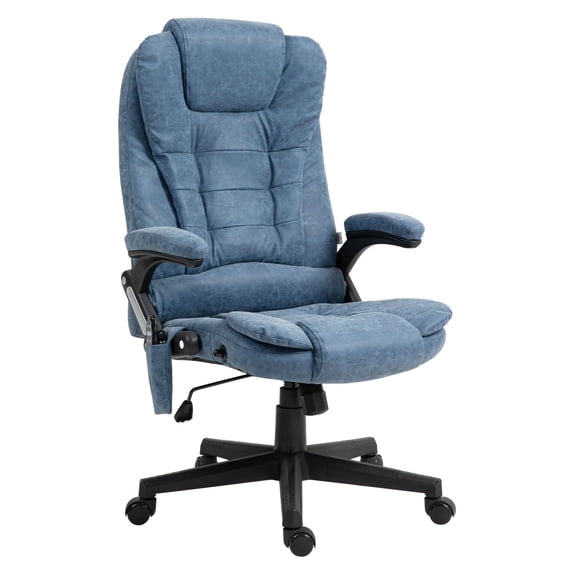 SAZYY Massage Office Chair, Heated Reclining Office Desk Chair with 6 Vibration Points & Armrest, Ergonomic Computer Chair, Blue