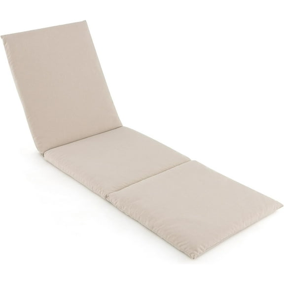 SAZYY Outdoor Chaise Lounge Cushion, Patio Furniture Pad with Hook & Loop Fastener Fixing Straps, Folding Cushion for Reclining Lounger for Outside, 72 x 23 Inches, Beige 1