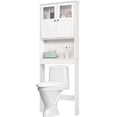 thumbnail image 1 of SAZYY Over The Toilet Storage Cabinet with Adjustable Shelf White Bathroom Floor Organizer Space Saver with Double Doors, 67" Height, 1 of 9