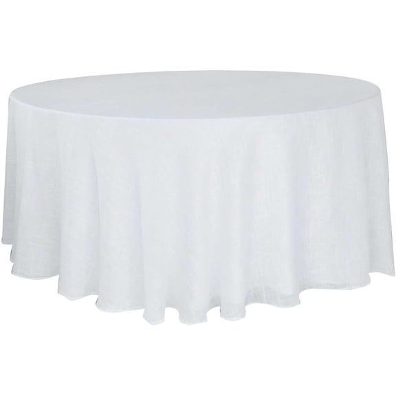 SAZYY Premium Textured Wrinkle Free Tablecloth for Dining, Parties & Events | Elegant Wrinkle-Resistant Fabric Table Linens with Sophisticated Textured Finish,White 120" Round