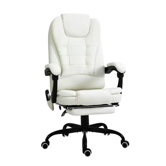 SAZYY Reclining Office Chair with Vibrating Massage Lumbar Support, Ergonomic Computer Chair for Ultimate Relaxation, Office Desk Chair, White