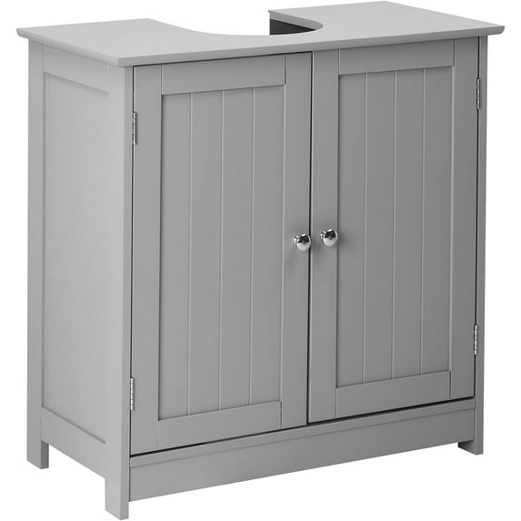 SAZYY SAZYY Pedestal Sink Storage Cabinet with 2 Doors Traditional Under Sink Cabinet Bathroom Space Saver Organizer with Adjustable Shelf Grey