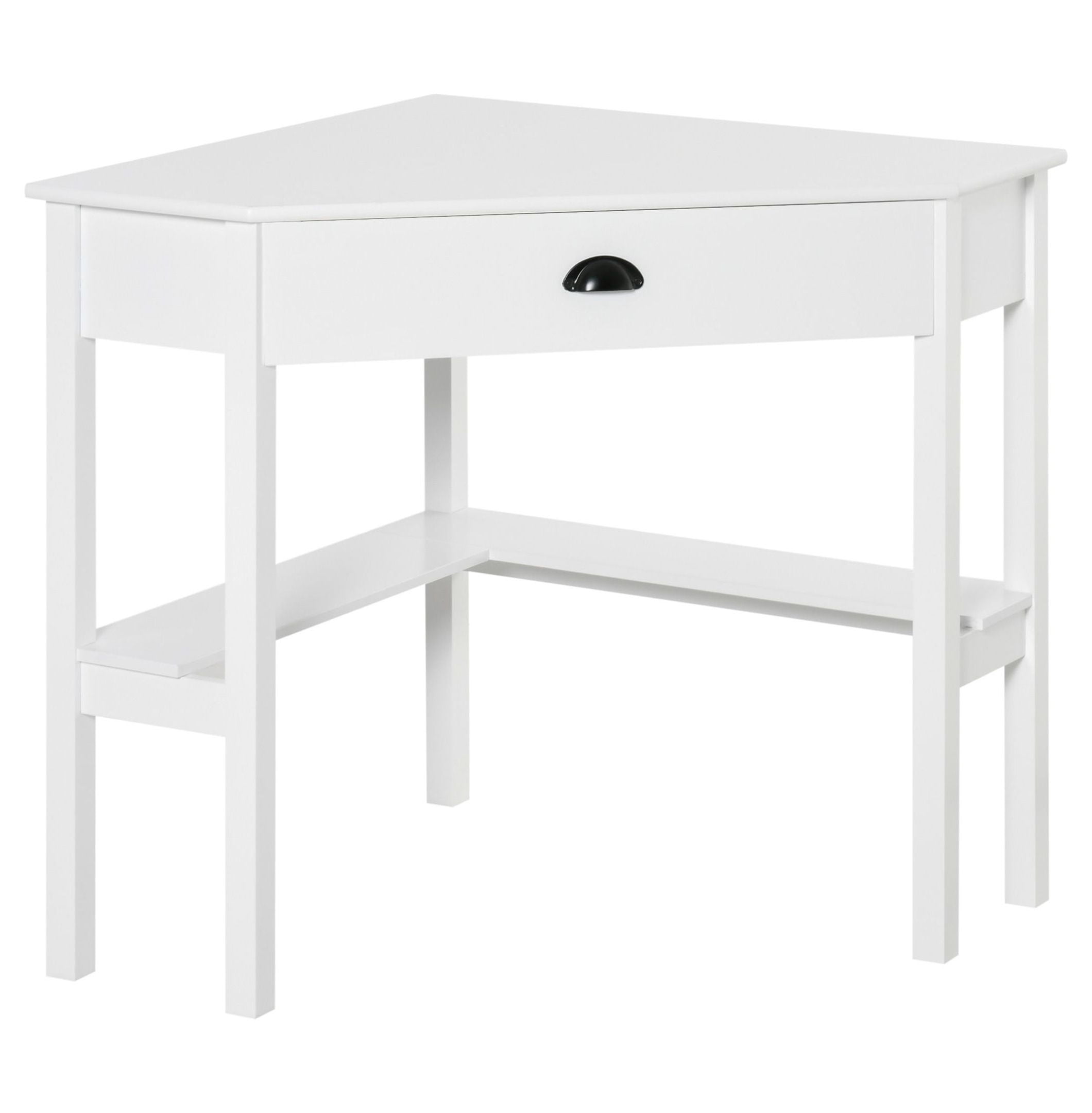 SAZYY Small White Computer Desk with Drawer and Storage Shelves ...